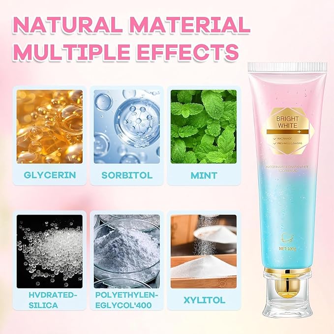Niacinamide Whitening Toothpaste，Mild Mint for Fresh Breath,24-Hour Fresh Breath,Triple Brightening Niacinamide-Infused Toothpaste，Fluoride-Free Formula Suitable for Sensitive Teeth (3)