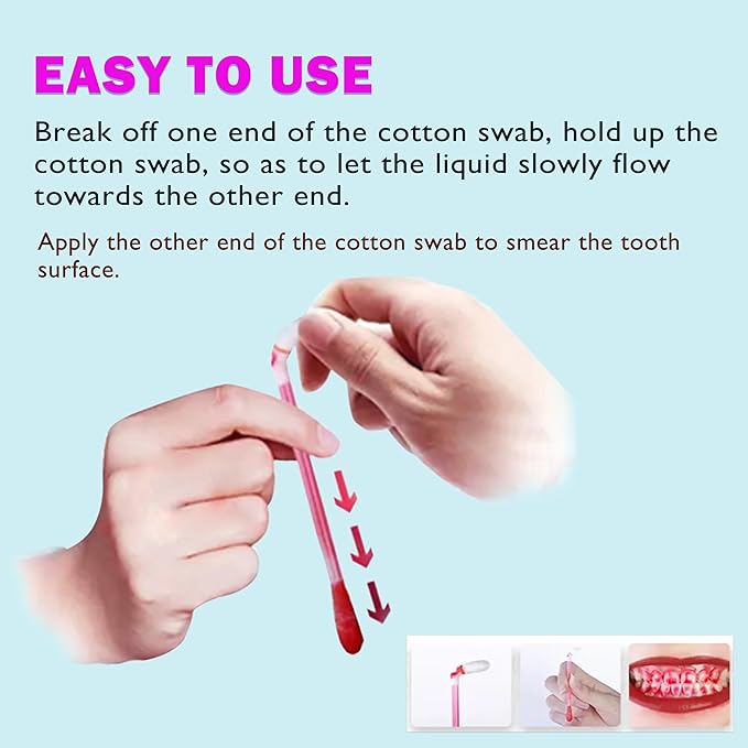 Dental Plaque Disclosing Agent, Plague Display Cotton Swab(not Tablets) Indicator, for Kids & Adults, Shows Plaque,Helps Teach Brushing Habits, Dental Care Kits, 20 Count in 1 Pack