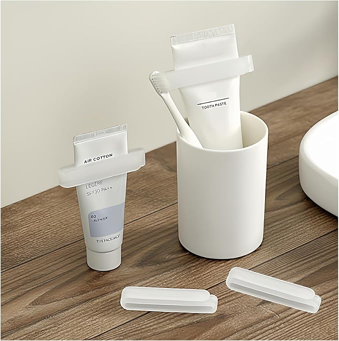 4-Pack Toothpaste Squeezer – PP Toothpaste Tube Squeezers, Toothpaste Dispenser & Tube Squeezer Tool for Bathroom, Works with Creams, Cosmetics in Tubes