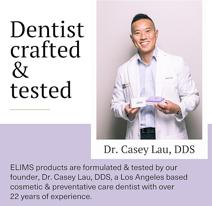 ELIMS Teeth Whitening Strips for Sensitive Teeth 21 Treatments – Food-Grade & Made by Dentists - Whiten Up to 7 Shades - Dissolving Mess-Free Application - Visible Results in 14 Days - 42 Strips