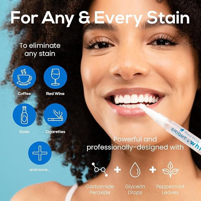 Venus Visage Award Winning Teeth Whitening Pen, 10+ Uses - Teeth whitening Gel Professionally formulated - Best Teeth whitening kit Teeth Whitener - Low Sensitivity - Mint - 0.07 Fl Oz (Pack of 1)