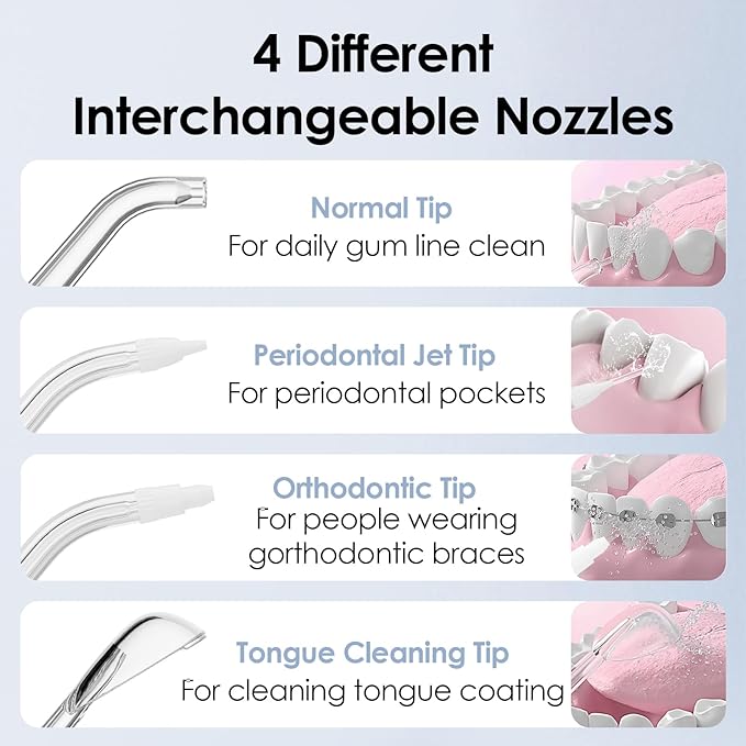 Portable Eco-Friendly Water Flosser 225ML Long-Lasting Endurance Travel Oral Irrigator for Gum Care/Implants/Braces (Blue)