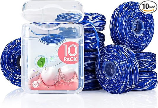 Woven Dental Floss, Expandable Waxed Dental Floss for Gentle,Oral Care Whitening Dental Floss,Plaque Remover for Teeth, Kid-Friendly String Floss,Mint,10 Spools (32.8 yd Each)