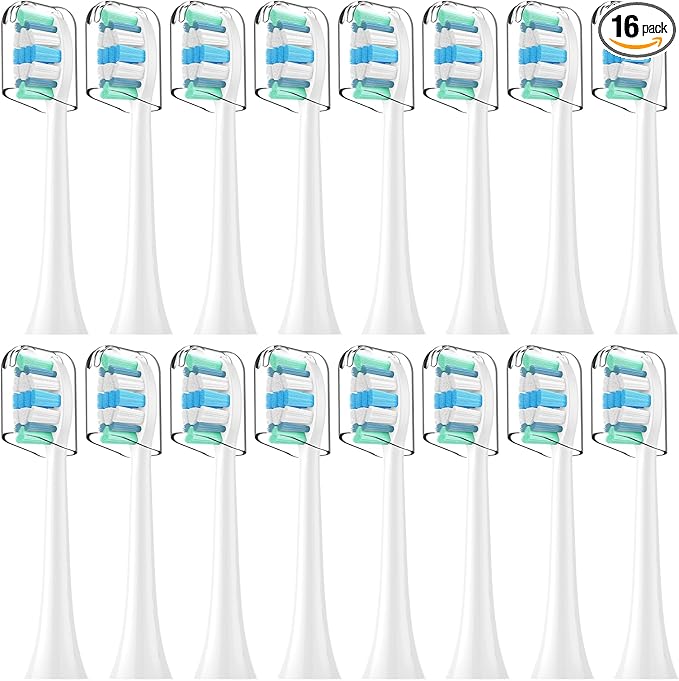 Toothbrush Heads for Philips Sonicare Replacement Brush Heads with Protective Cover Soft Dupont Bristles Electric Toothbrush Replacement Heads for Oral Health, 16 Pack