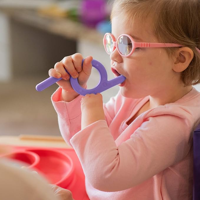 TalkTools Chewy | Oral Motor Sensory Tool for Kids and Toddlers | Therapy Tools to Improve Chewing and Biting (Purple Smooth, 2 Count (Pack of 1))