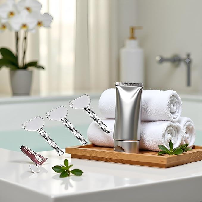 3Pcs Silver Stainless Steels Metal Tube Squeezer Keys Salon Toothpaste Tube Squeezers Toothpaste Roller, Rolling Toothpaste Squeezer, Bathroom Safety, Aids and Accessories