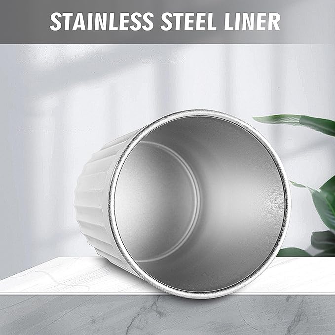 Toothbrush Holder for Bathroom-12oz Unbreakable Stainless Steel Bathroom Cups,Easy to Clean Toothbrush Cup, Reusable Bathroom Tumbler Cups for Home/School/Office(3" x 4.5" White)