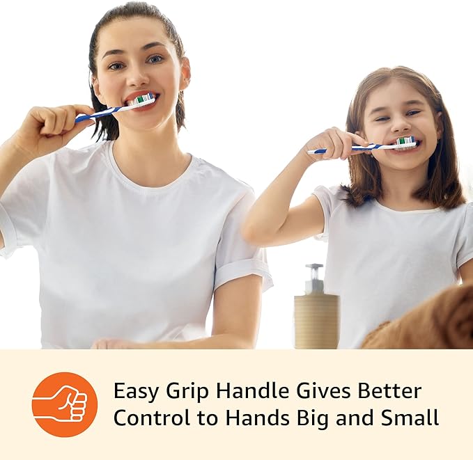 Amazon Basics Clean Plus Toothbrushes, Soft, Full, 10 Count, 1 Pack (Previously Solimo)