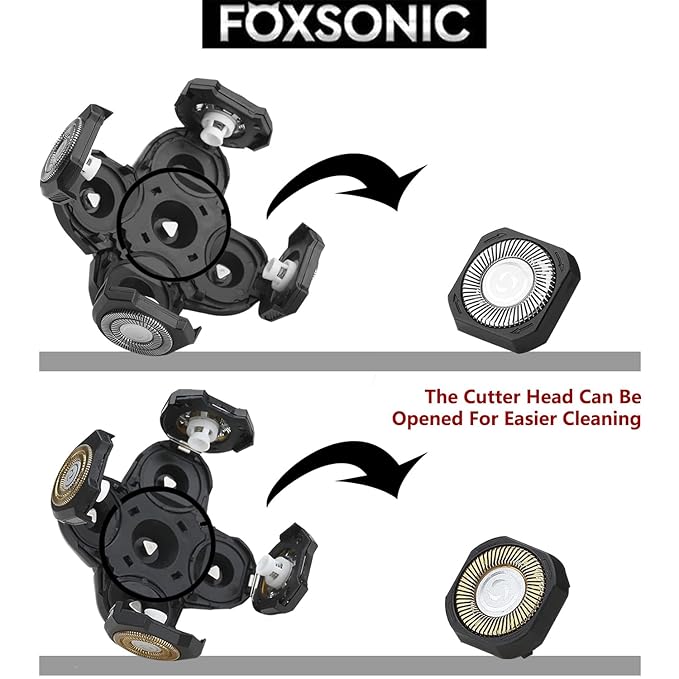 FOXSONIC 3 Pcs 5 Blades Universal Head Shaver replacement Heads for Head Shaver, Compatible mainstream shaver brands, head shaver replacement blades, Electric shaver replacement heads