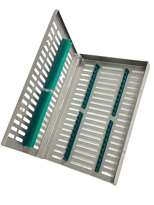 ArtLab-Dental Instrument Sterilization Cassette Rack Box (for 20 Pieces) for Dental Instruments Organizer and Dental Hygiene Sterilization Cassettes Rack Box (20 Slot -Green)