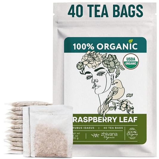 Organic Raspberry Leaf Tea (40 Tea Bags) - Red Rasberry Leaf TeaBags - Period Tea for Womens Cramps, Hormone Balance, Fertility – Te de Hoja de Frambuesa Roja