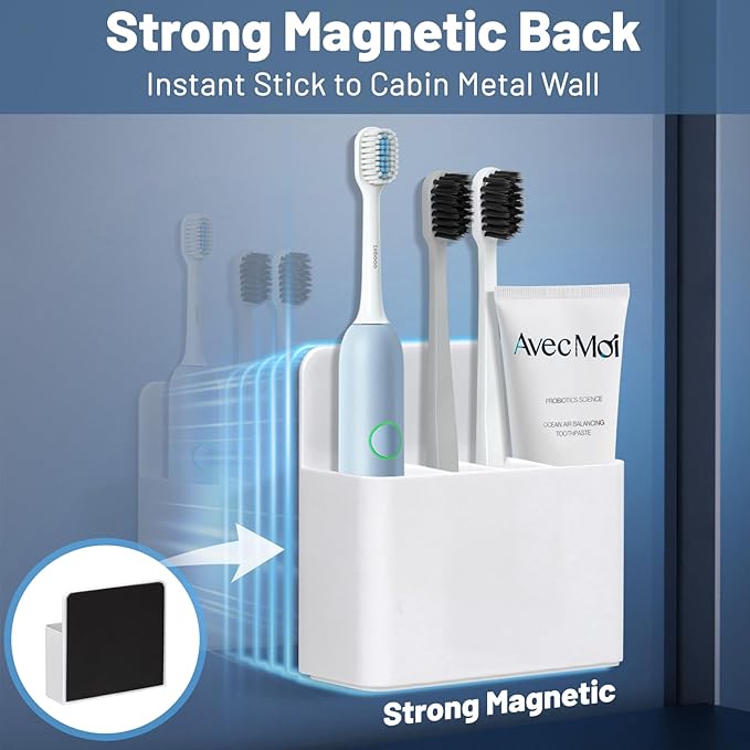 Magnetic Toothbrush Holder for Cruise Ships, Wall-Mounted Bathroom Organizer for Cruise Stateroom, Cruise Essentials and Must Haves 2025&2026