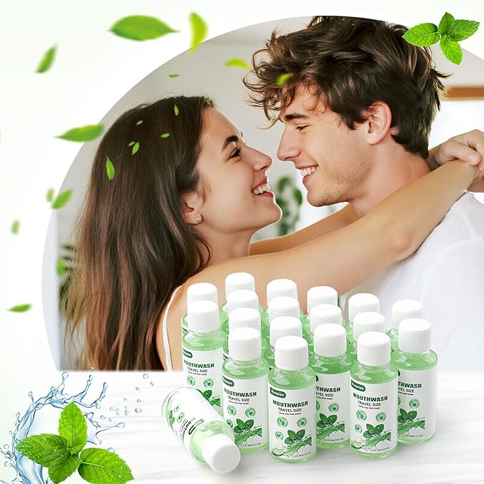 Travel Size Mouthwash Bulk Mini Fresh Mint Portable Mouthwash Individual Bottles 35ml/1.2fl oz for Travel Toiletry Kits (10)