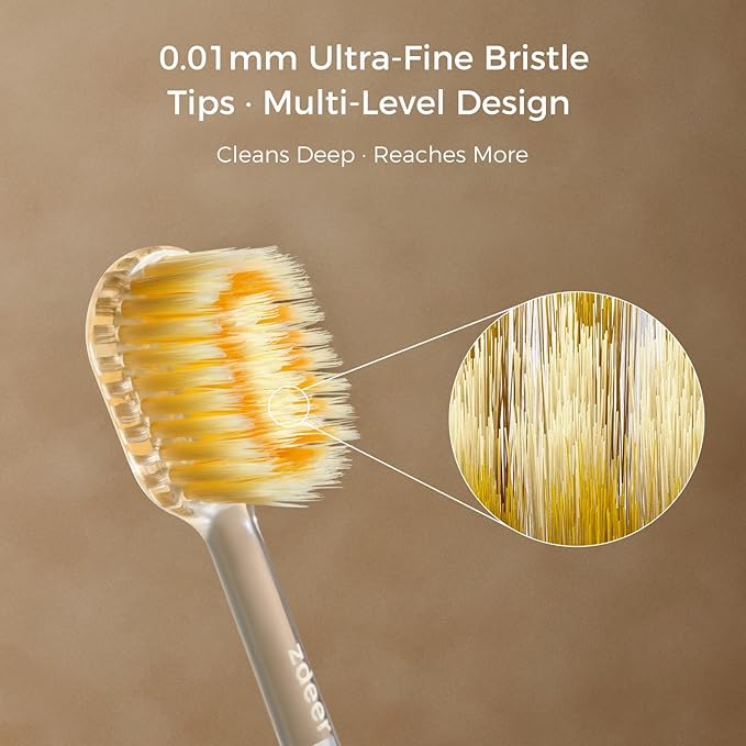 Ultra Soft Manual Toothbrushes for Adults Sensitive Gums– Eco-Friendly Aluminum Alloy+ABS Handle with 1 Replaceable Gum Care Heads, Gentle Wide Bristles for Sensitive Teeth & Gums, Air