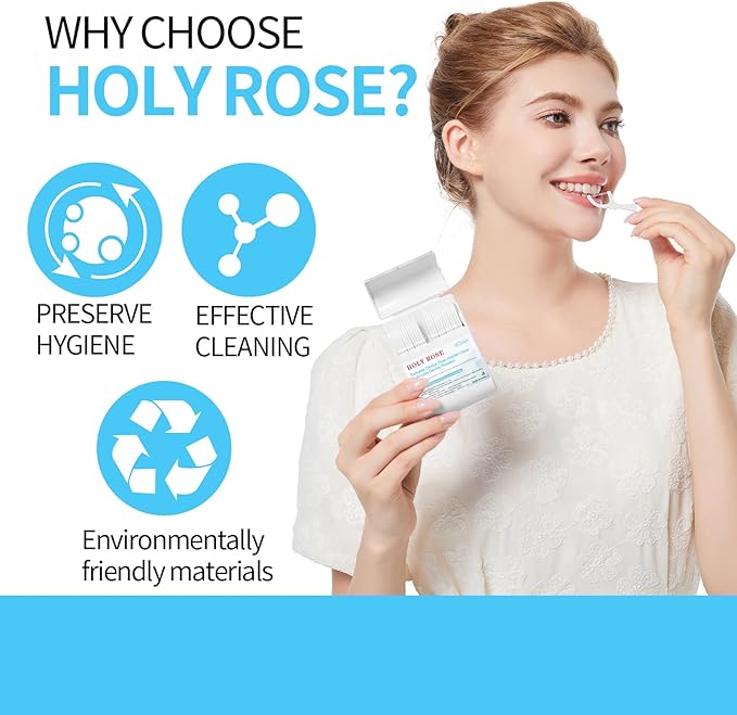 Holy Rose Dental Floss Holder Case 2 Boxs with Twin Line Flosser 104 Count- Mint Flavored Floss Picks, Portable Travel Case White - is Oral Care Tool for Clean and Fresh Teeth