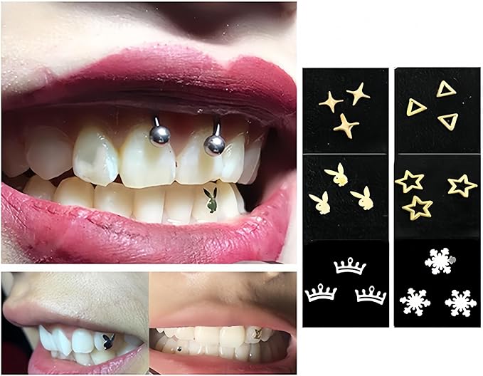 Tooth Gems Silver Alloy Ultra-Thin 3-Pack Reusable Trendy Spider Butterfly Rabbit Multi-Use Women Party Nail Art (Silver,Spider)