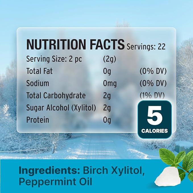 Peppermint KETO Xylitol Candy Chips (6-Pack) - SNØ 1.5oz Tin - Sugar-Free Candy With Only 2 Ingredients | Low Carbs, Diabetic-Friendly, Non-GMO, Vegan, GF & Kosher | Purest candy in the world