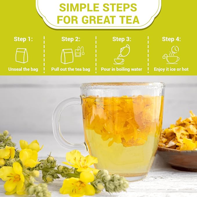 Mullein Leaf Herbal Tea - Caffeine Free, 80 Teabags