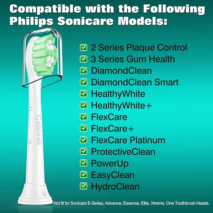 Guhiwuk Designed for Sonicare Replacement Heads, Electric Toothbrush Replacement Brush Heads Compatible with Philips Sonicare, 4 Pack, White