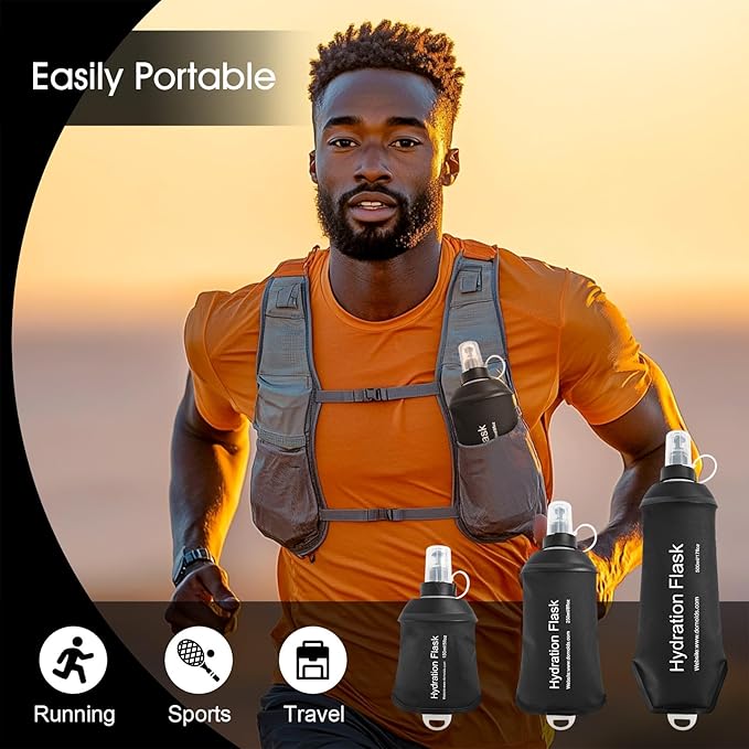 WILDREEDS 150ml Soft Flask, TPU Collapsible Soft Water Bottle for Hydration Pack, Running Vest, Folding Water Bottle for Hiking Cycling Climbing-1Pcs, Black