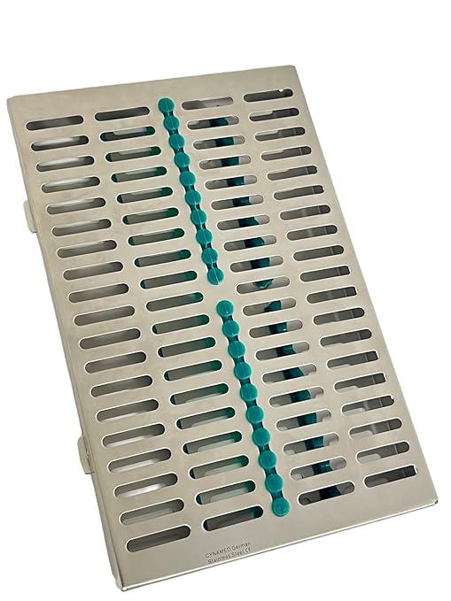 ArtLab-Dental Instrument Sterilization Cassette Rack Box (for 20 Pieces) for Dental Instruments Organizer and Dental Hygiene Sterilization Cassettes Rack Box (20 Slot -Green)