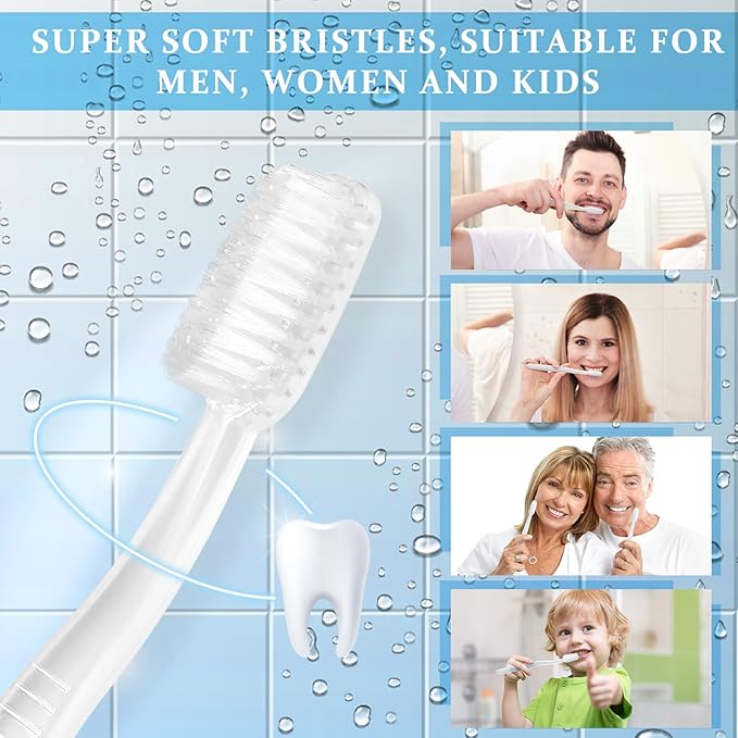 Tioncy 60 Pack Prepasted Disposable Toothbrushes Individual Wrapped Toothbrushes Soft Bristle Travel Toothbrush Single Use Wrapped for Hotel, Camp, Travel and Gift for The Homeless (White)