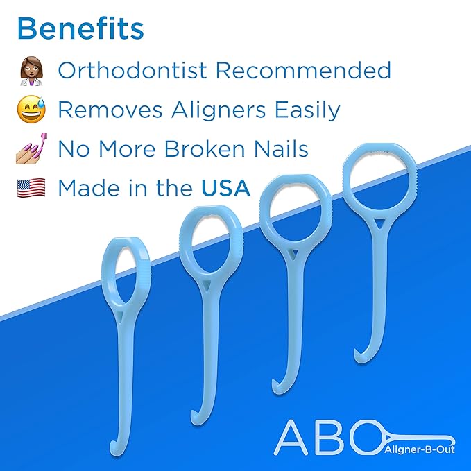 Aligner-B-Out v2 | Badass Blue 4 Pack | Invisalign Remover Tool & Aligner Remover Tool For All Aligners & Removable Retainers | Orthodontist Recommended Invisalign Accessories