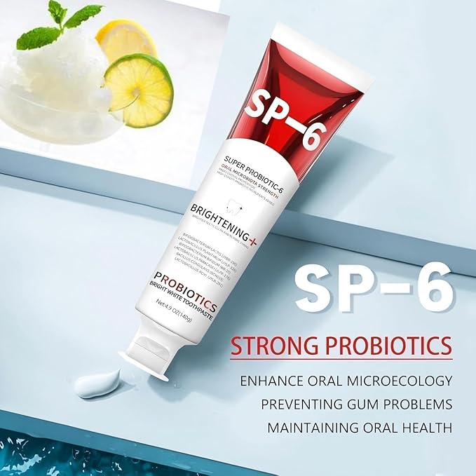 Sp-6 Probiotic Whitening Toothpaste, Sp-6 Ultra Whitening Toothpaste, with a Fluoride Free, Fresh Breath and Mint Flavored Enhancement Formula, Beneficial for Oral Health! 3pc (3)
