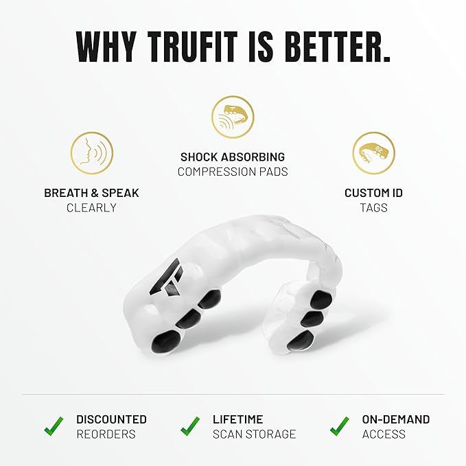 TRUFIT - Custom Sports Mouthguard, Football Mouth Guard, Custom Fit Mouth Guard, Boxing, Lacrosse, Hockey, MMA, Football, Dental Mouthpiece, Adult & Youth, Durable, BPA-Free, Slim, Comfortable Fit