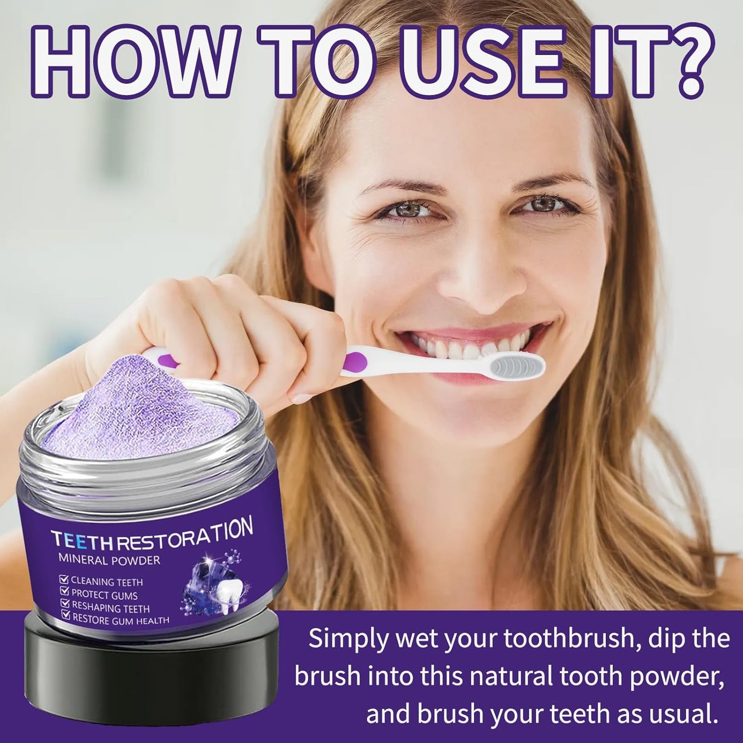 BBOJI Teeth Restoration Mineral Powder, Advanced Tooth Restoration Powder - Effective in Strengthening Teeth and Gums, Protect Gums and Freshen Breath (1 Pack)