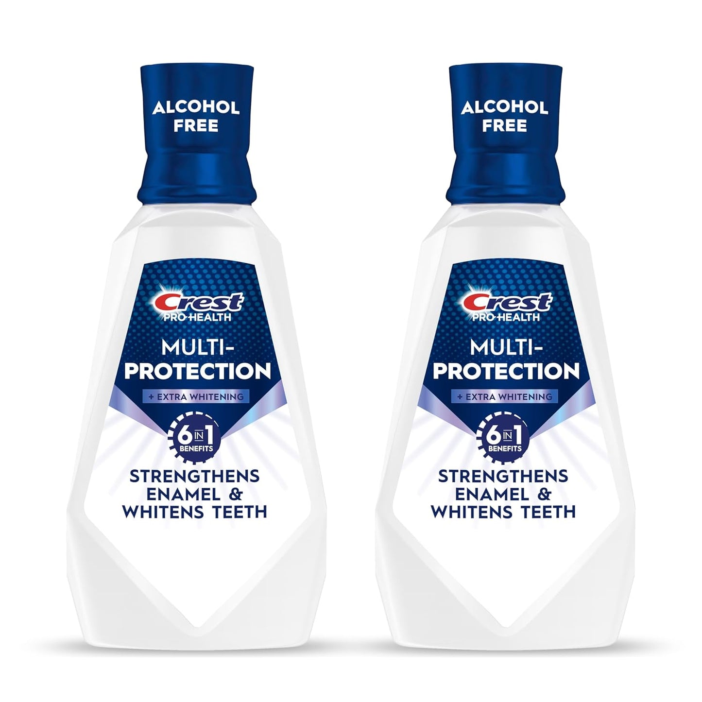 Crest Pro-Health Mouthwash, Teeth Whitening for Adults, 6 in 1 Benefits, Breath Freshener, 946mL, 2 Pack, Alcohol Free Mouth Rinse, Anti Cavity, Enamel Repair, Bad Breath Treatment, Mint Flavor