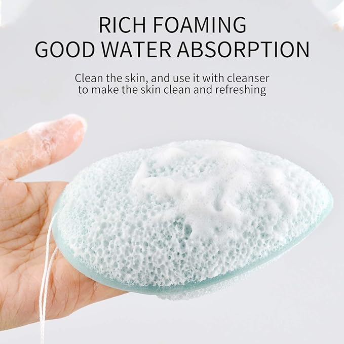 DAGEDA 2 PCS Konjac Facial Sponge, Deep Pore Cleansing and Exfoliating Blackheads, Daily Facial Cleansing, Makeup Remover, Glove Bath Sponge, Suitable for All Skin Types, Reusable
