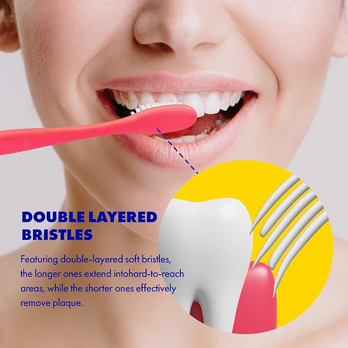 WAY.V Extra Soft Toothbrush for Adults Sensitive Gums and Teeth with Individual Head Covers, 7 Pcs Manual Toothbrushes - Family and Guests (7 Counts, Soft Bristle)