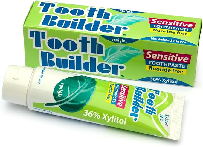 Squigle Tooth Builder SLS Free Toothpaste (Stops Tooth Sensitivity) Prevents Canker Sores, Cavities, Perioral Dermatitis, Bad Breath, Chapped Lips, 4 oz (4 Ounce (Pack of 1), Unflavored)