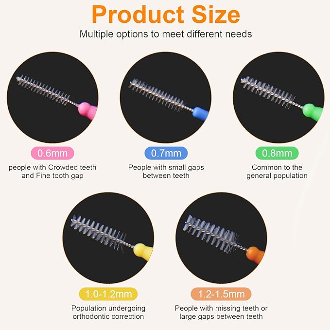 50 Count L Shaped Interdental Brushes, 5 Colors Braces Flossers, Gentle Toothpick Brush for Braces, Tight Spaces, Family Oral Care