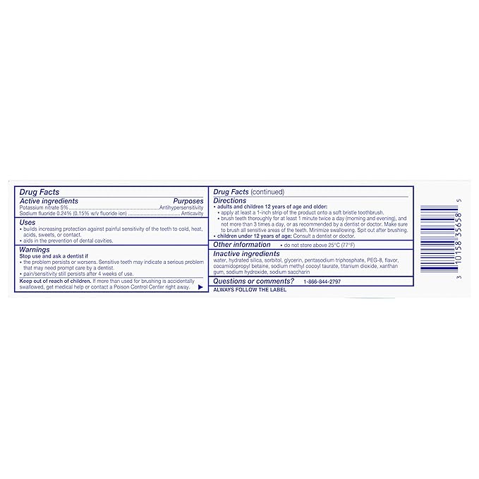 Sensodyne Extra Whitening Toothpaste - Sensitive Teeth & Cavity Prevention | Cool Mint 4oz 4-Pack