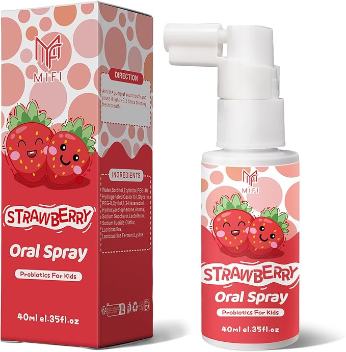 Kids Oral Spray, Toddler Toothpaste Helper for Daily Oral Care and Fresh Breath,Fruit-Flavored, Probiotic Oral Spray for Child (1Pack, Strawberry)