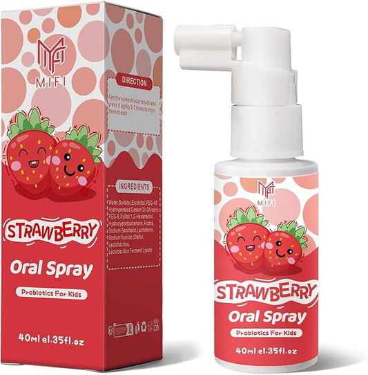 Kids Oral Spray, Toddler Toothpaste Helper for Daily Oral Care and Fresh Breath,Fruit-Flavored, Probiotic Oral Spray for Child (1Pack, Strawberry)