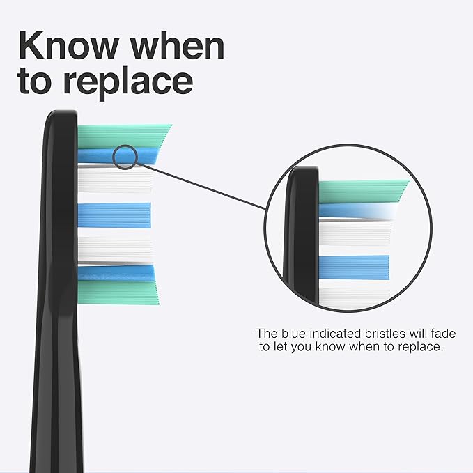 Electric Toothbrush Heads for Philips Sonicare Replacement Heads Black,Replacement Brush Head Compatible with Phillips Sonicare Electric Toothbrushes, for Philips Sonic Care Brush,6 Pcs,Black