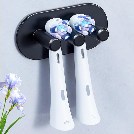 Electric Toothbrush Head Holder, Toothbrush Holders Wall Mounted, Adhesive Tooth Brush Head Holder Organiser, Electric Toothbrushs Holder, Shower Tooth Brushing Holder (Black, Small)