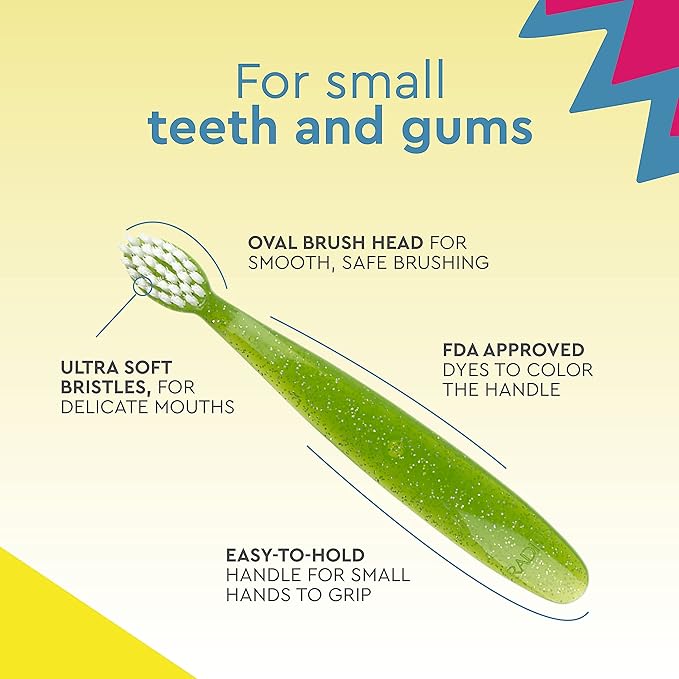 RADIUS Totz Toothbrush Extra Soft Brush BPA Free & ADA Accepted Designed for Delicate Teeth & Gums for Children 18 Months & Up - Blue Sparkle - Pack of 1