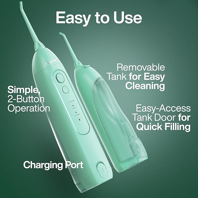 AquaSonic Icon Water Flosser for Teeth – Cordless Rechargeable Oral Irrigator – Waterproof, Portable Dental Cleaning with Jet Tip – Braces Home Travel - Mint