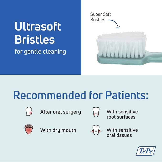 TePe Gentle Care Soft Toothbrush, Adult Post-Surgery Toothbrush for Sensitive Teeth and Gums