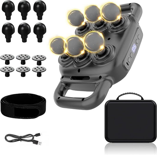 Six Head Massage Gun, 50 Intensity Levels & 9 Massage Modes, Equipped with 3 Different Massage Heads, Massage Gun with Adjustable Belt Ideal Gifts for Women, Men, Mom, and Dad