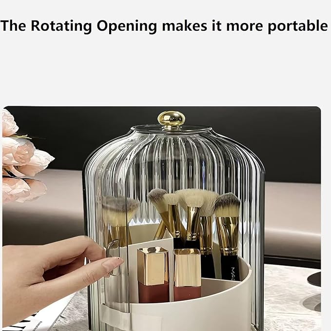 Concealed Toothbrush Holder, Makeup Brush Holder Organizer with Lid,360 Rotating Clear Dustproof Waterproof 3 Slots Bathroom Countertop Organizer,for Container Toothpaste and Toothbrush Holder (Gray)