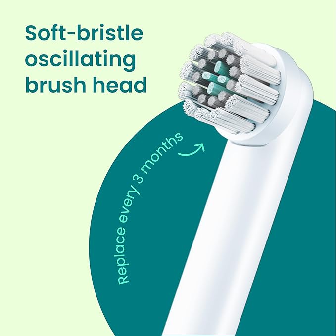 Quip 360 Oscillating Rechargeable Electric Toothbrush with Extra Brush Head - Soft Bristles, Pressure Sensor, 3 Intensities, 30-Day Battery Life, 2-Min Timer, Travel Case, Mirror Mount - Silver Cloud