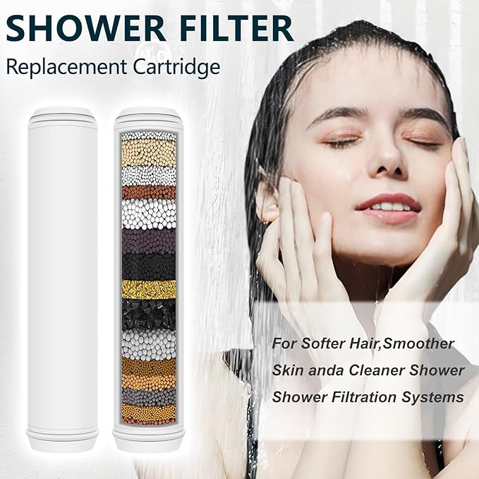 AWO 2 PACK Replacement Shower Filter Cartridge Compatible for PWERAN and for Fitespot Handheld Showerhead,Multi Stage Shower Filtration Systems for Hard Water Reduces Chlorine and Harmful Substance