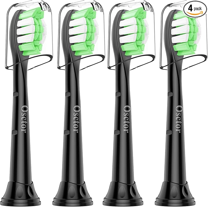 Osctor Fit for Sonicare Replacement Heads, Toothbrush Replacement Brush Heads Compatible with Philips Sonicare Click on Electric Toothbrush, 4 Pack, Black