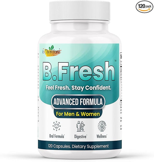 Therefore B. Fresh Breath Freshener Capsules for Adults – Oral Probiotics for Bad Breath & Dental Health Support – Fresh Breath from Inside, Alcohol-Free, Vegan – 120 Capsules