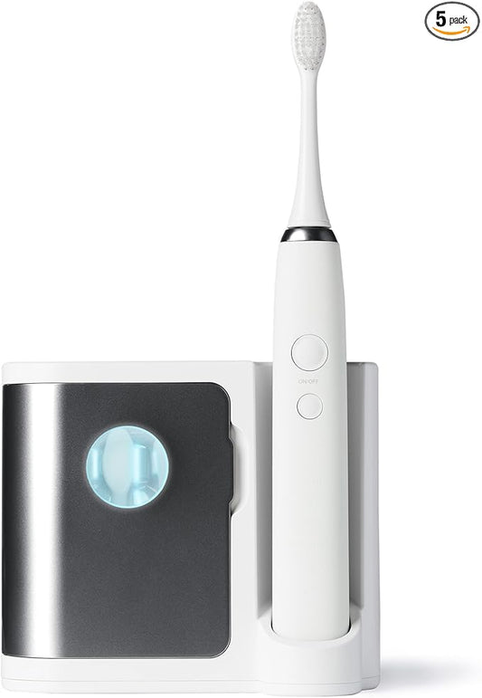 Vanity Planet Elements Ultrasonic Electric Toothbrush - Charcoal - Advanced Oral Care with UV Sanitizing Charger Base with 3 Replacement Heads - 99.9% Effective Keeping Your Teeth Clean (Charcoal)